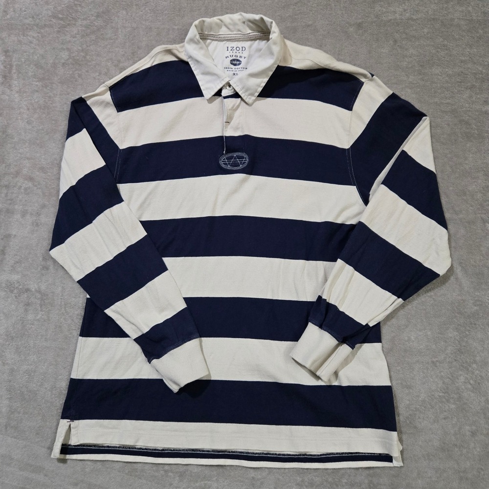 IZOD Jeans Rugby Shirt Mens XL Preppy Polo Academia Y2K Heritage Collegiate